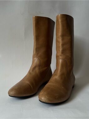 Prada Brown Leather Mid-Calf Boots